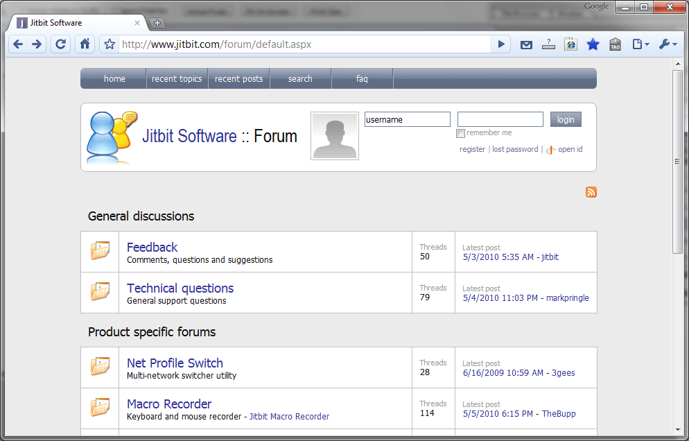 Screenshot of Jitbit AspNetForum