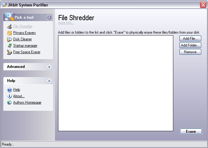 Screenshot of System Purifier