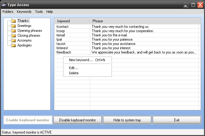 Screenshot of TypeAccess 2.11