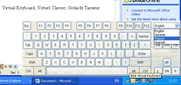 Screenshot of Jitbit Virtual Keyboard 1.55