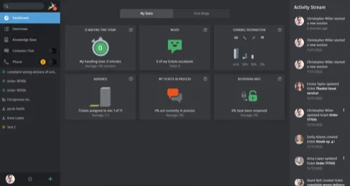 Zammad agent interface in dark mode