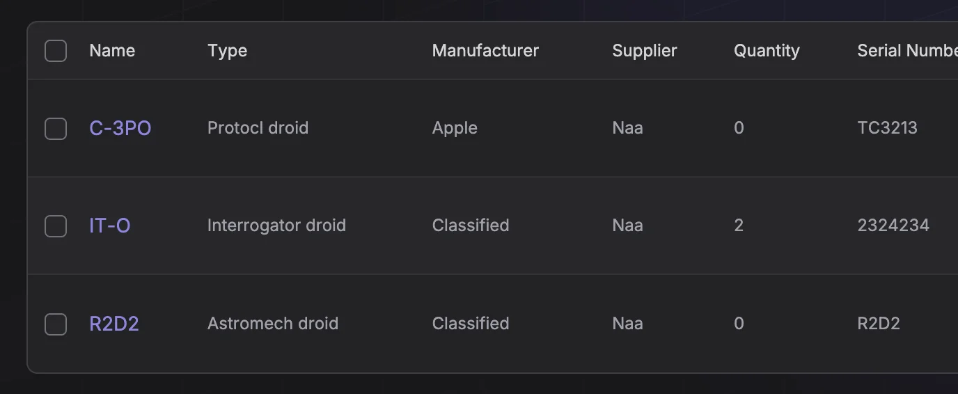 Asset management module in Jitbit Helpdesk showing tracked IT assets