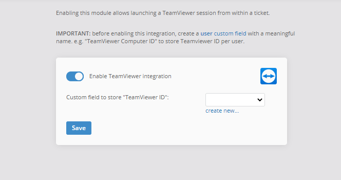 Launching a TeamViewer remote session from a helpdesk ticket