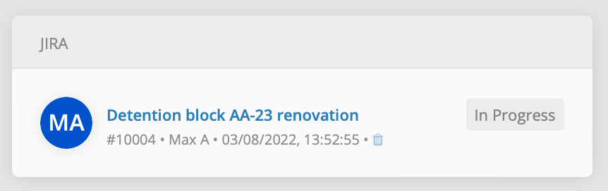 Helpdesk ticket showing linked Jira issue details