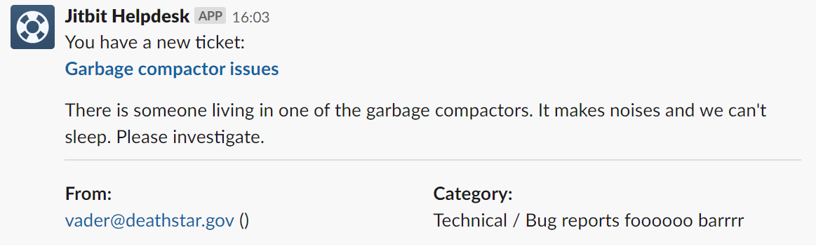 Helpdesk ticket notification in Slack channel