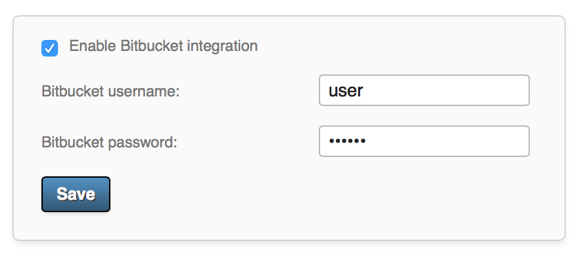Bitbucket integration setup screen in Jitbit Helpdesk