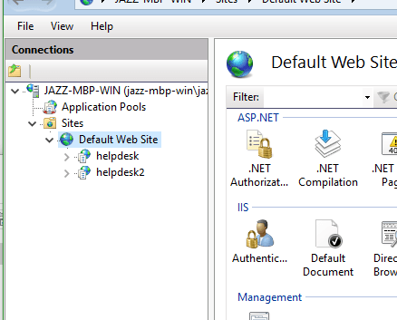 Two Jitbit Helpdesk installations running side-by-side in IIS Manager
