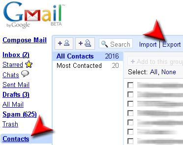 import newsletter contacts from Gmail