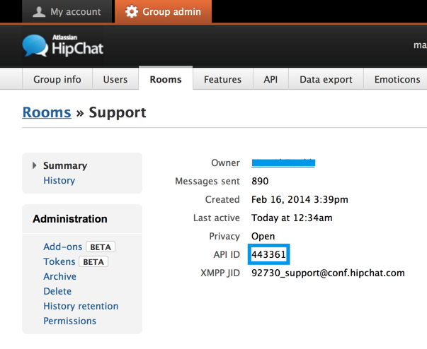 Hipchat room ID