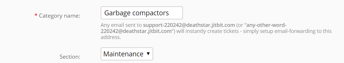 Category email address