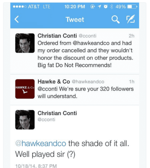 Example of rude customer service