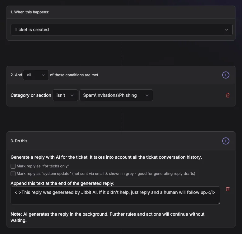 AI automation rule