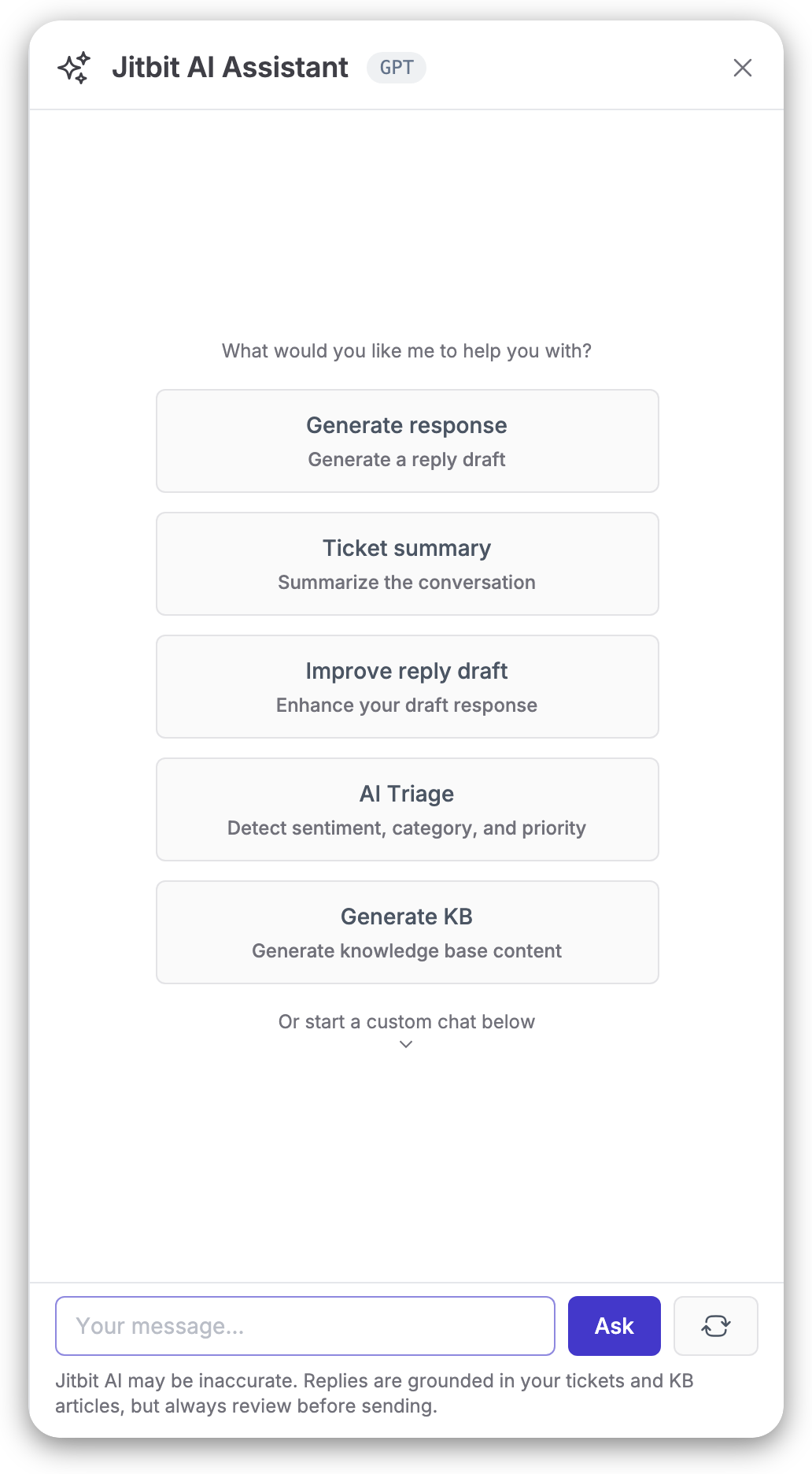 Jitbit AI Assistant powered by ChatGPT